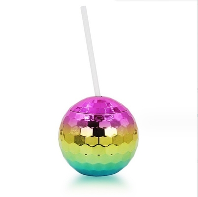 600 ml de copas únicas de pelota de discoteca electroplacado Flash esférico de doble pared de plástico