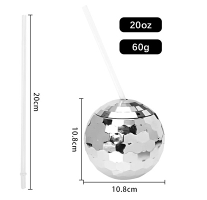 600 ml de copas únicas de pelota de discoteca electroplacado Flash esférico de doble pared de plástico