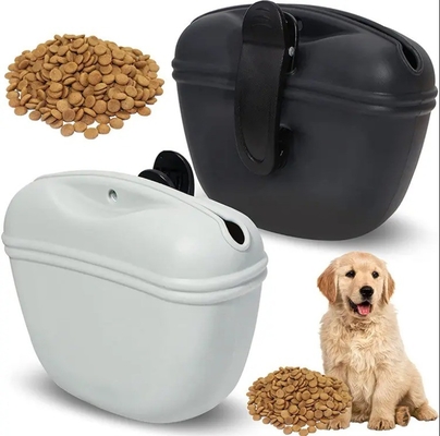 Perro al aire libre caminata de silicona comida para perros bolso de bocadillos de cintura portátil para el entrenamiento de mascotas