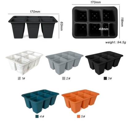 6cells Silicona de plástico bandeja de la guardería cuadrados macetas de flores plantadores para el jardín