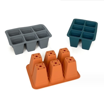 6cells Silicona de plástico bandeja de la guardería cuadrados macetas de flores plantadores para el jardín
