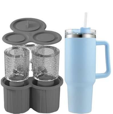 Molde de hielo de cilindro de silicona de 3 pcs para taza de tumbler y bandeja de cubo de hielo de silicona fácil de soltar